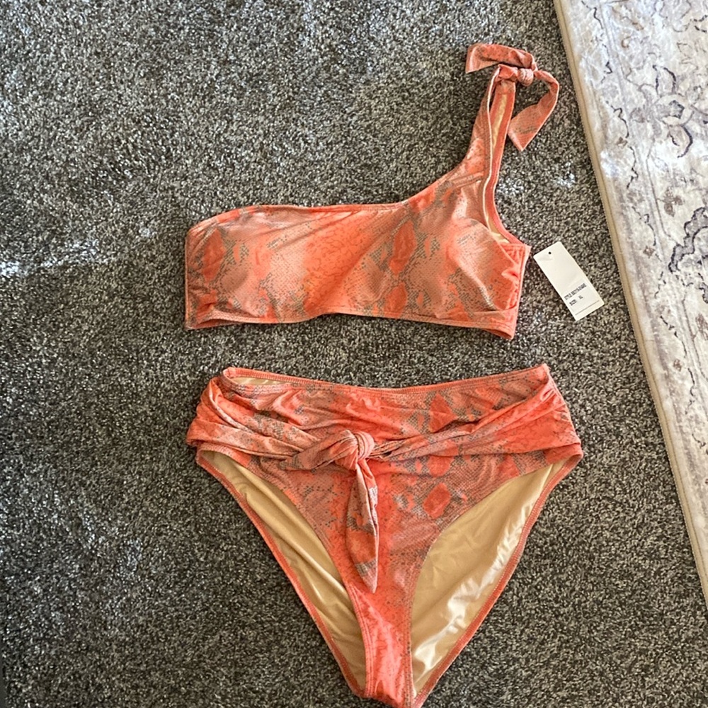Orange snakeskin bathing suit